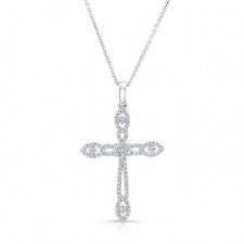 WHITE GOLD VINTAGE DIAMOND CROSS PENDANT
