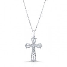 WHITE GOLD VINTAGE DIAMOND CROSS PENDANT