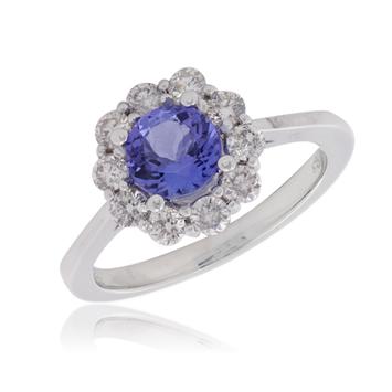 Gold TANZANITE and Diamond Ring