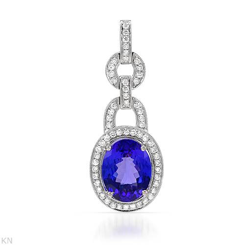 Gold TANZANITE and Diamond Pendant