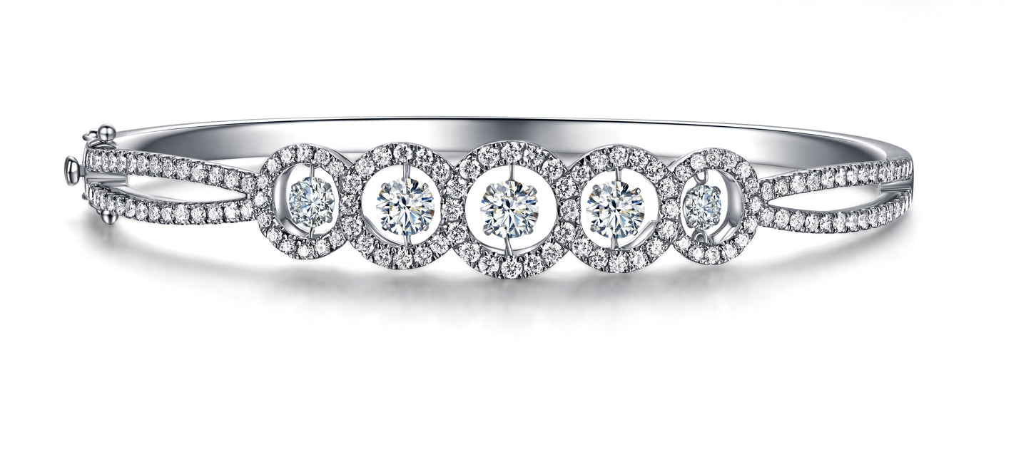 14KT White Gold Dancing Diamond Bracelet