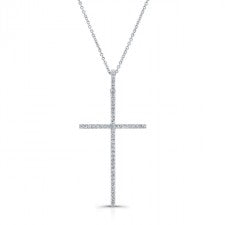 WHITE GOLD ELEGANT DIAMOND CROSS PENDANT