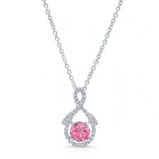 WHITE GOLD PINK ENHANCED ROUND DIAMOND PENDANT