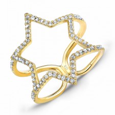 YELLOW GOLD TRENDY STAR DIAMOND RING