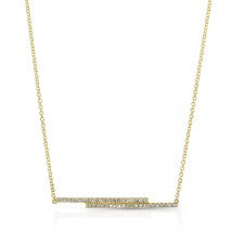YELLOW GOLD FASHION BAR DIAMOND PENDANT