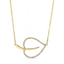 YELLOW GOLD ELEGANT LEAF DIAMOND PENDANT