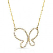 YELLOW GOLD ELEGANT BUTTERFLY DIAMOND PENDANT