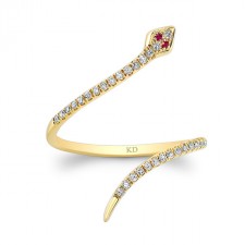 YELLOW GOLD CLEOPATRA SNAKE FASHION DIAMOND RING