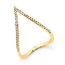 YELLOW GOLD STYLISH CURVED V DIAMOND RING