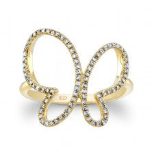 YELLOW GOLD INSPIRED BUTTERFLY DIAMOND RING