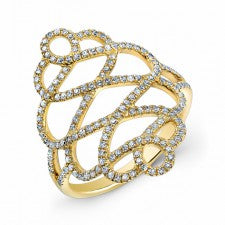 YELLOW GOLD STYLISH TWISTED DIAMOND RING