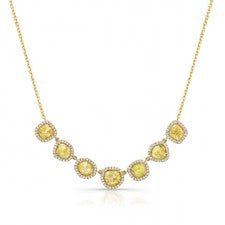 YELLOW GOLD INSPIRED SEVEN STONE FRAME ROUGH DIAMOND NECKLACE