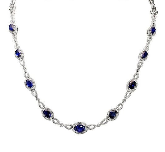 Gold Sapphire And Diamond Necklace