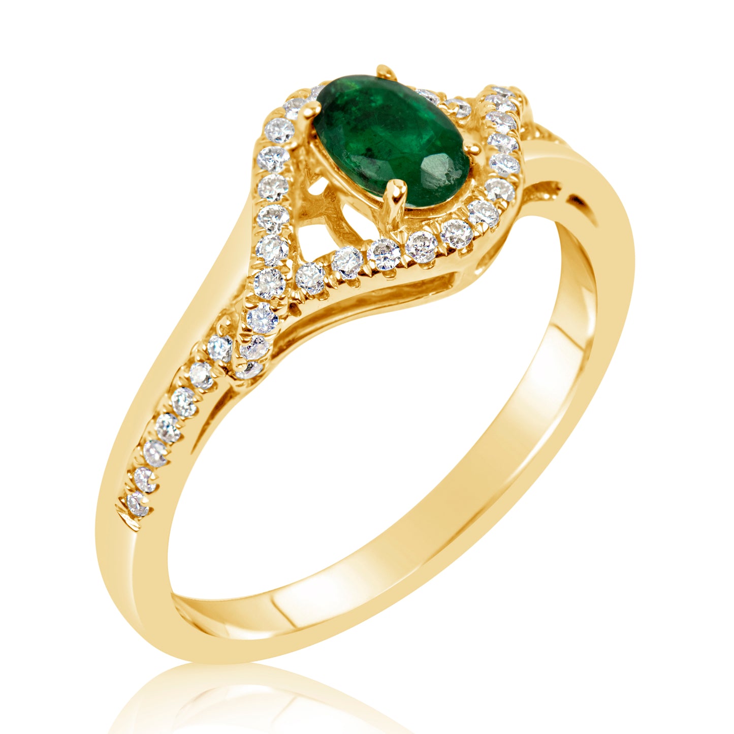 Gold Emerald and Diamond Ring