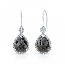 WHITE GOLD TRENDY ROUGH DIAMOND DANGLE EARRINGS