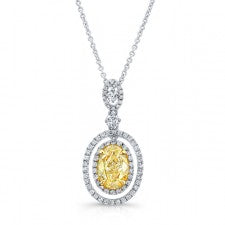WHITE AND YELLOW GOLD OVAL FANCY YELLOW DIAMOND PENDANT