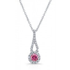 WHITE GOLD ELEGANT PINK ENHANCED ROUND DIAMOND PENDANT