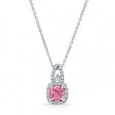 WHITE GOLD PINK ENHANCED ROUND DIAMOND PENDANT