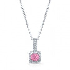 WHITE GOLD PINK ENHANCED RADIANT DIAMOND PENDANT