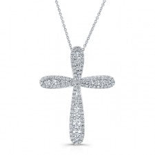 WHITE GOLD INSPIRED VINTAGE DIAMOND CROSS PENDANT