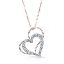 WHITE & ROSE GOLD CONTEMPORARY HEART DIAMOND PENDANT