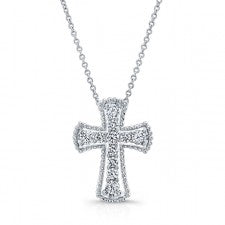 WHITE GOLD VINTAGE DIAMOND CROSS PENDANT