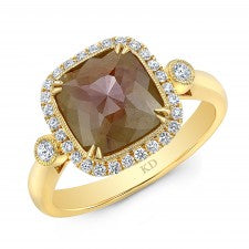 YELLOW GOLD INSPIRED HALO ROUGH DIAMOND RING