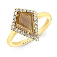 YELLOW GOLD INSPIRED HALO ROUGH DIAMOND RING