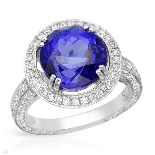 Gold TANZANITE and Diamond Ring