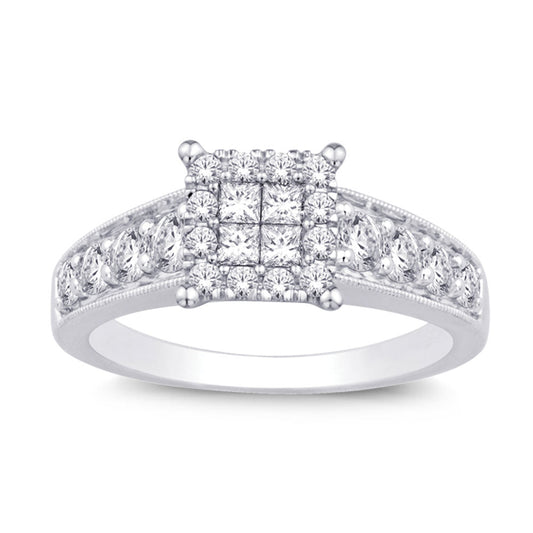 14K White Gold 1 1/3 Ct.tw Diamond Engagement Ring