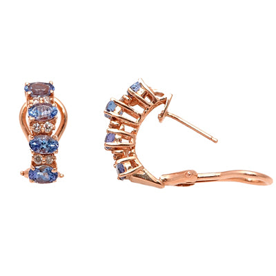 Gold TANZANITE and Diamond Earrings