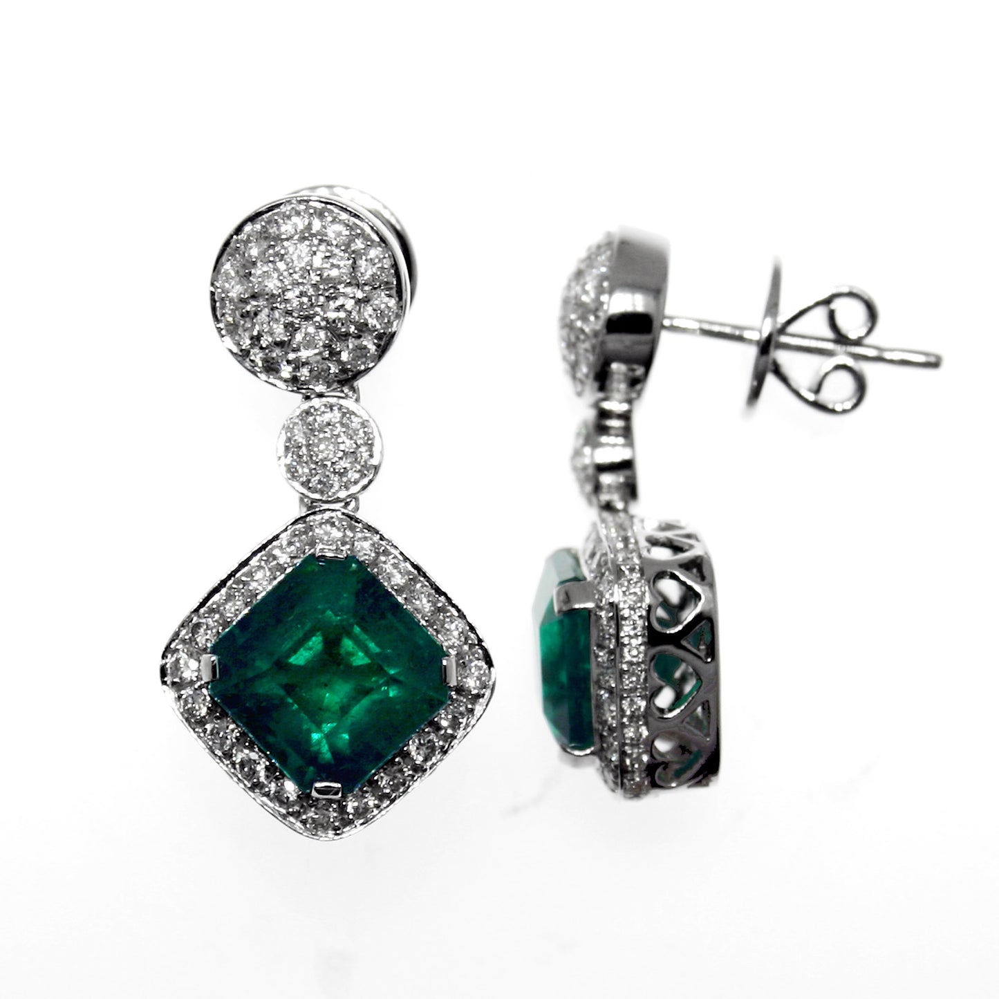 Gold emerald and Diamond Earring