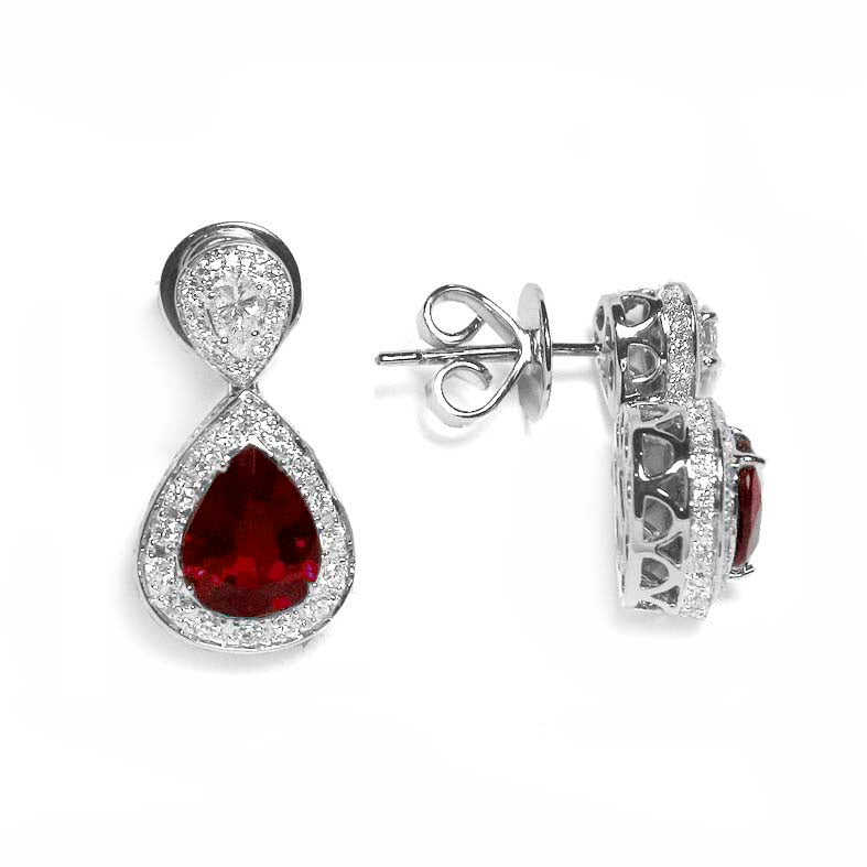 Gold Ruby and Diamond Earrings