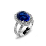 Gold TANZANITE and Diamond Ring