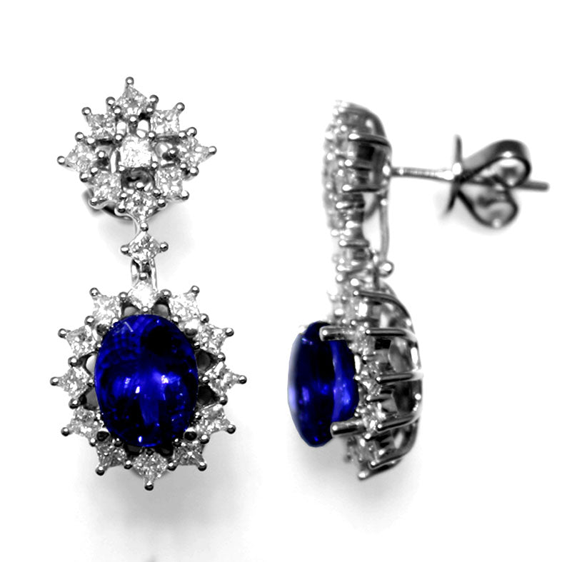 Gold TANZANITE and Diamond Earrings