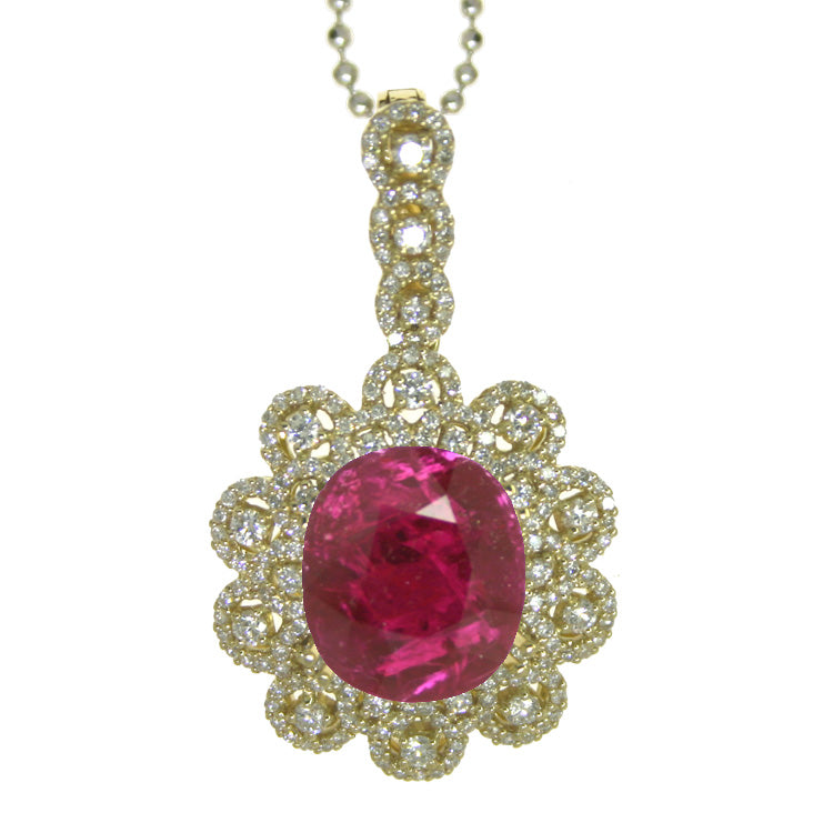 Gold Ruby And Diamond Pendant