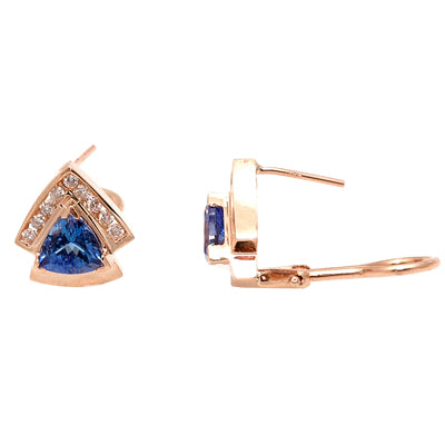 Gold TANZANITE and Diamond Earrings
