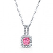 WHITE GOLD ELEGANT PINK ENHANCED RADIANT DIAMOND PENDANT