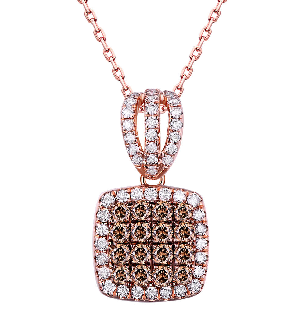 Flip Rose Gold Pendant with Brown and Blue Diamond