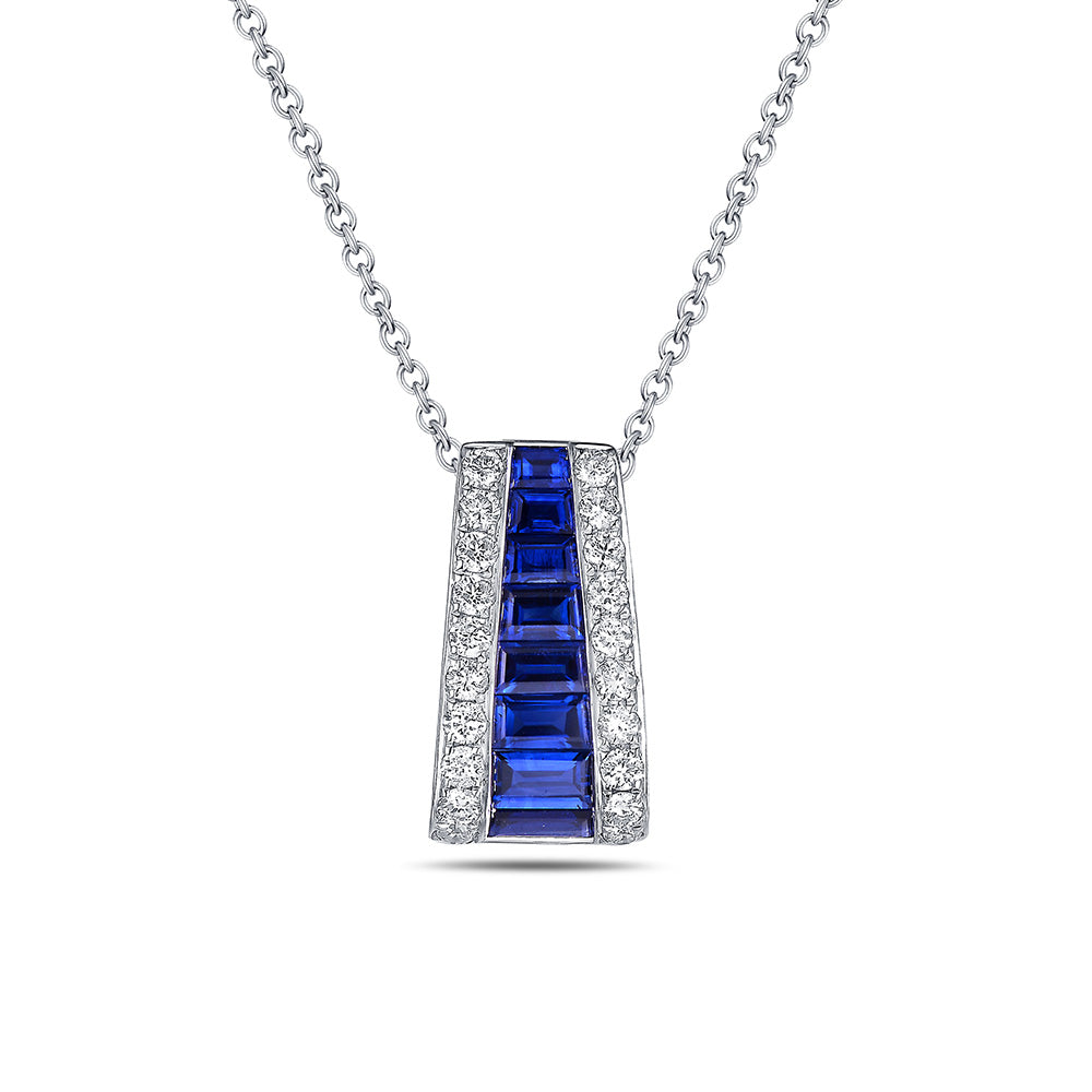 SAPPHIRE BAGUETTE COLOR STONE PENDANT