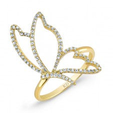 YELLOW GOLD STYLISH BUTTERFLY DIAMOND RING