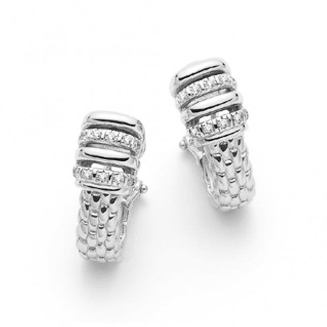 Fope Virginia 18ct White Gold Earrings With Plain & Diamond Set Rondels