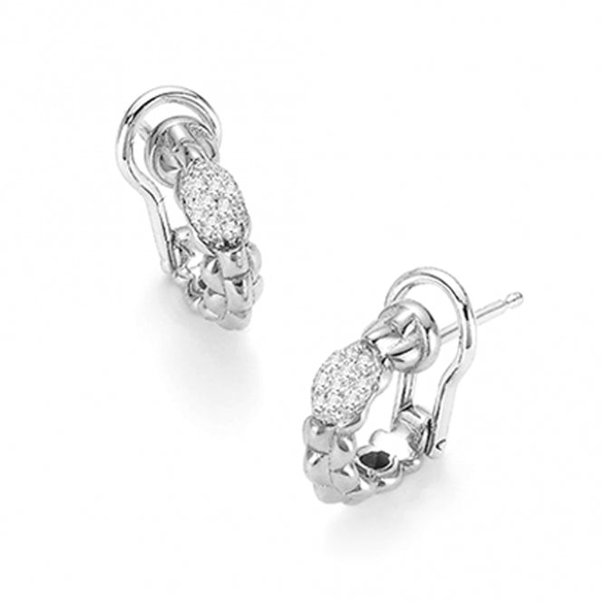 Fope EKA Tiny 18ct White Gold Diamond Set Hoop Earrings
