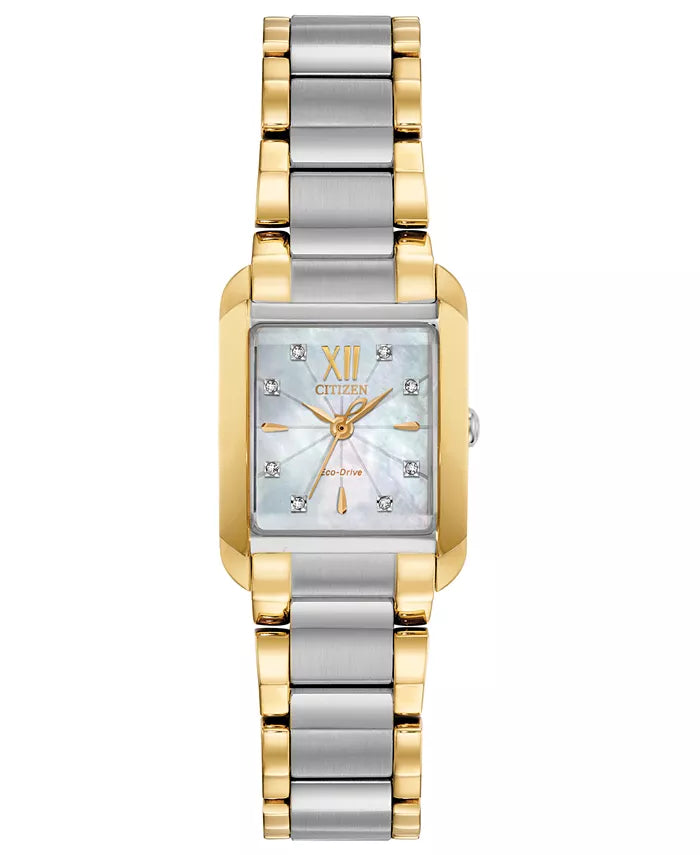 Citizen Eco-Drive Women's Bianca Diamond-Accent Two-Tone Stainless Steel Bracelet Watch 22mm