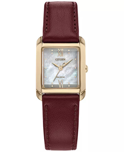 Citizen Eco-Drive Women's Citizen L Bianca Burgundy Leather Strap Watch, 22x28mm