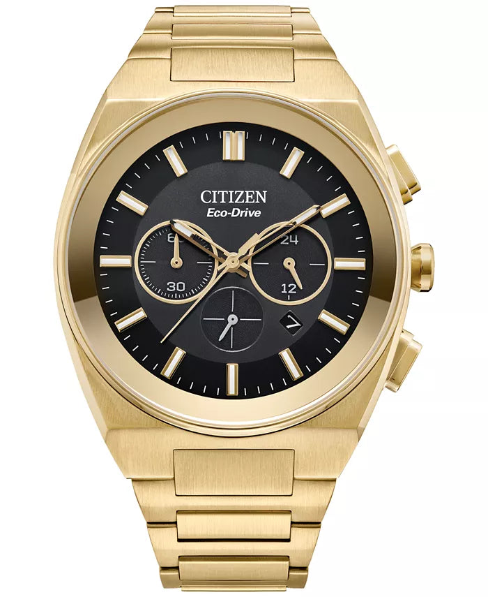 Citizen Eco-Drive Men's Chronograph Modern Axiom Gold-Tone Stainless Steel Bracelet Watch 43mm