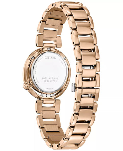 Citizen Eco-Drive Women's Arcly Diamond (1/10 ct. t.w.) Rose Gold-Tone Stainless Steel Bracelet Watch 30mm