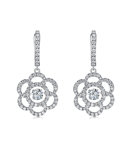 14KT White Gold Dancing Diamond Earring