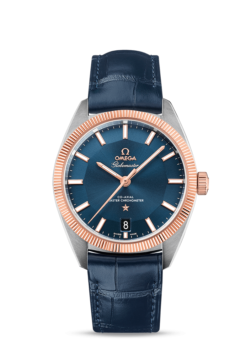 GLOBEMASTER OMEGA CO-AXIAL MASTER CHRONOMETER 39 MM
 
 Steel - Sedna Gold on leather strap