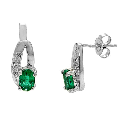 Gold emerald and Diamond Earring